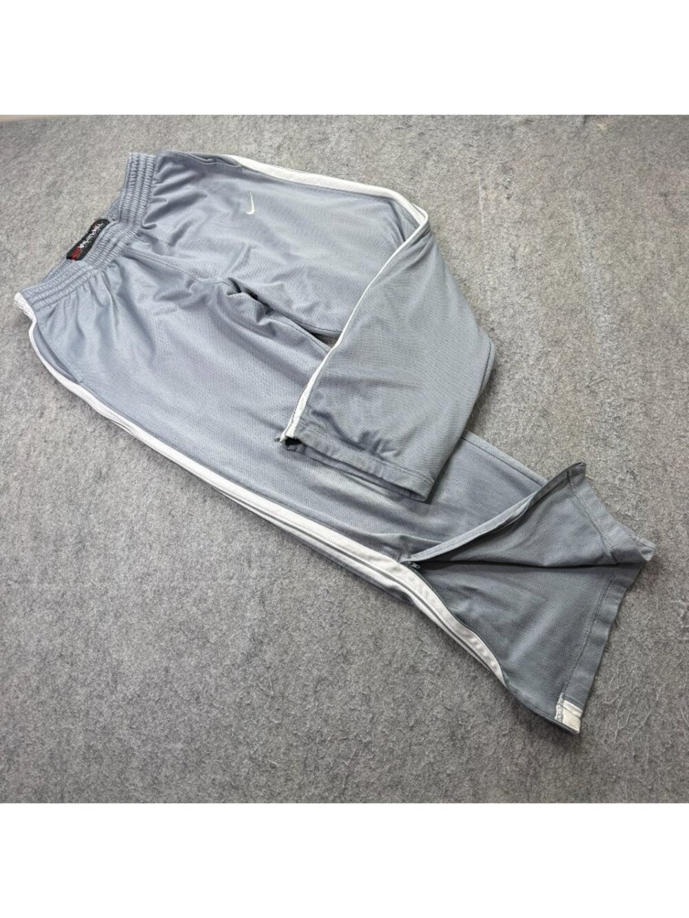Nike Basketball Warm Up Pants Men L Gray White 29" Ankle Zip Knit 273715